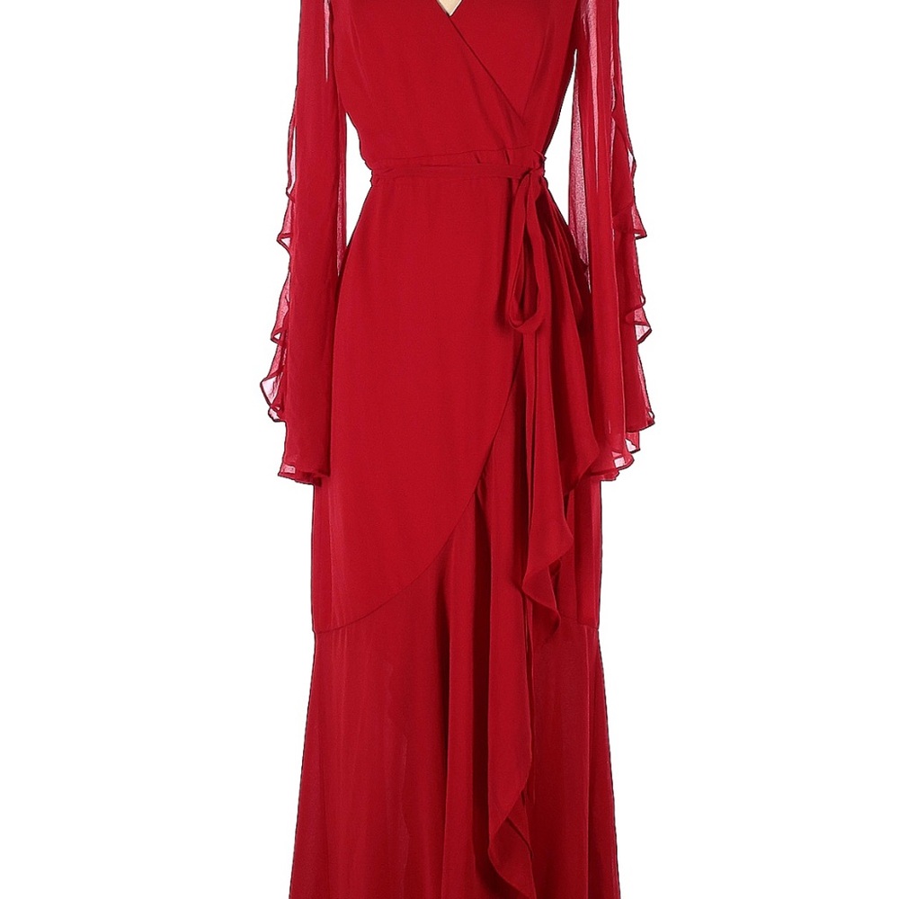 Elegant Red Wrap Dress